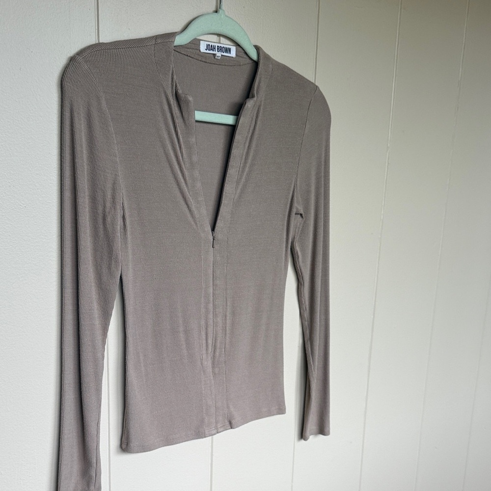 Joah Brown Taupe Long Sleeve Invisible Zip